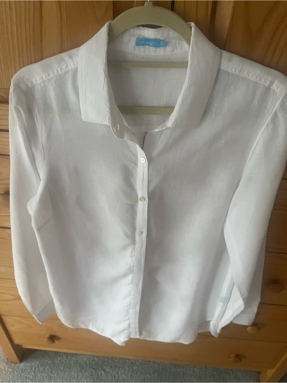 J. McLaughlin White Linen Button-Down Shirt